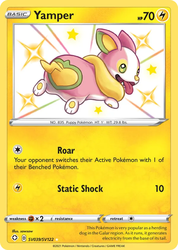 Yamper Pokémon Shining Fates Shiny Vault #SV039 Holo