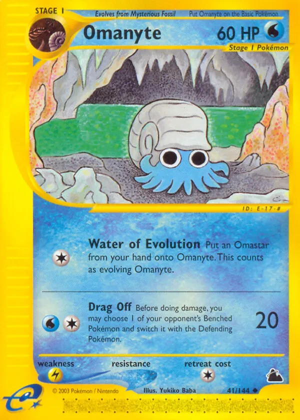 Omanyte Pokémon Skyridge #41 Reverse Holo