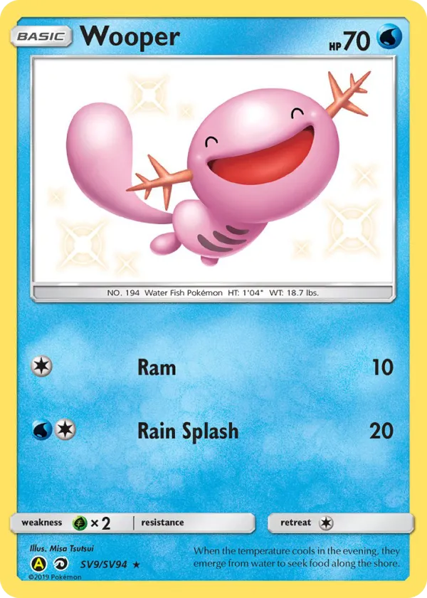 Wooper Pokémon Hidden Fates Shiny Vault #SV9 Holo