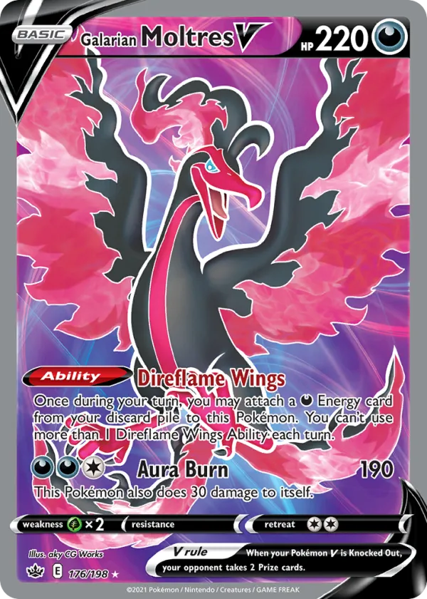 Galarian Moltres V Pokémon Chilling Reign #176 Holo