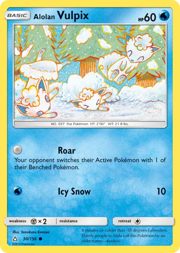 Alolan Vulpix Pokémon Ultra Prism #30 Reverse Holo
