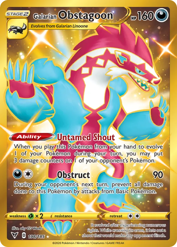 Galarian Obstagoon Pokémon Vivid Voltage #198 Holo
