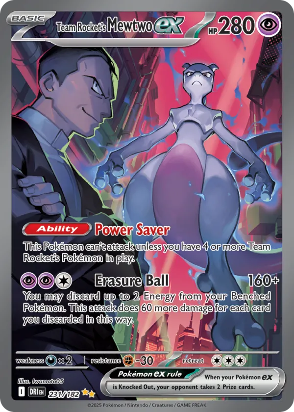 Team Rocket's Mewtwo ex Pokémon Destined Rivals #231 Holo