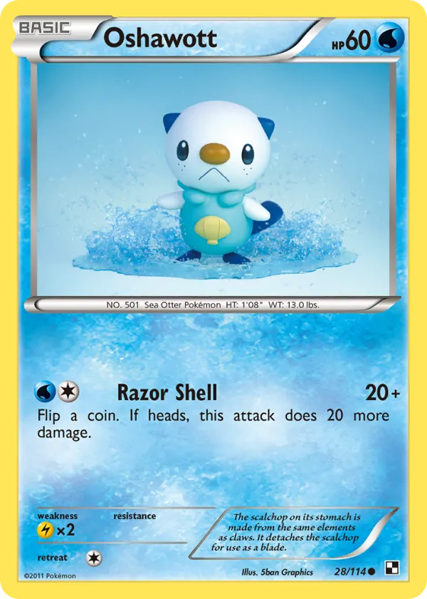 Oshawott Pokémon Black & White #28 Reverse Holo