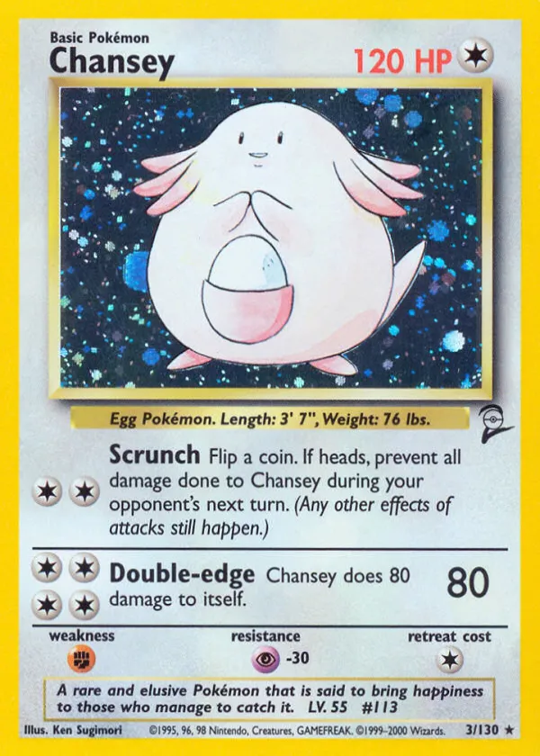 Chansey Pokémon Base Set 2 #3 Holo