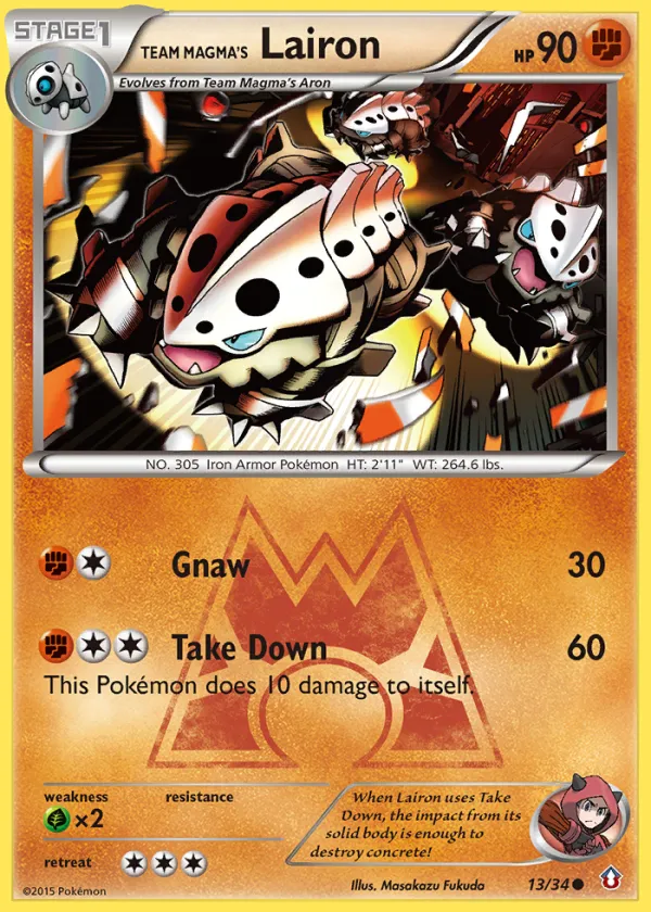 Team Magma's Lairon Pokémon Double Crisis #13 Reverse Holo