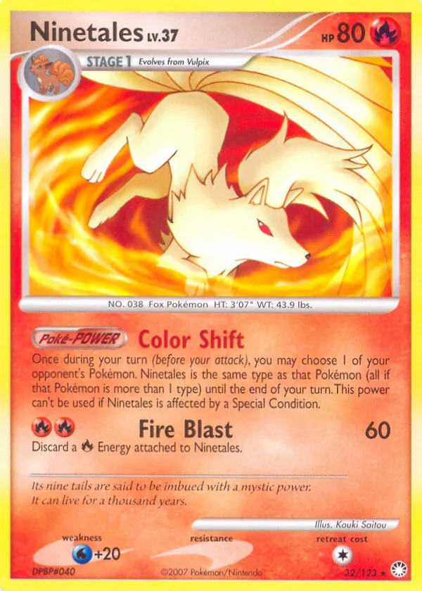Ninetales Pokémon Mysterious Treasures #32 Reverse Holo