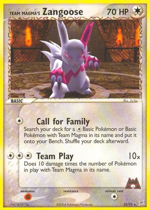 Team Magma's Zangoose Pokémon Team Magma vs Team Aqua #23 Reverse Holo