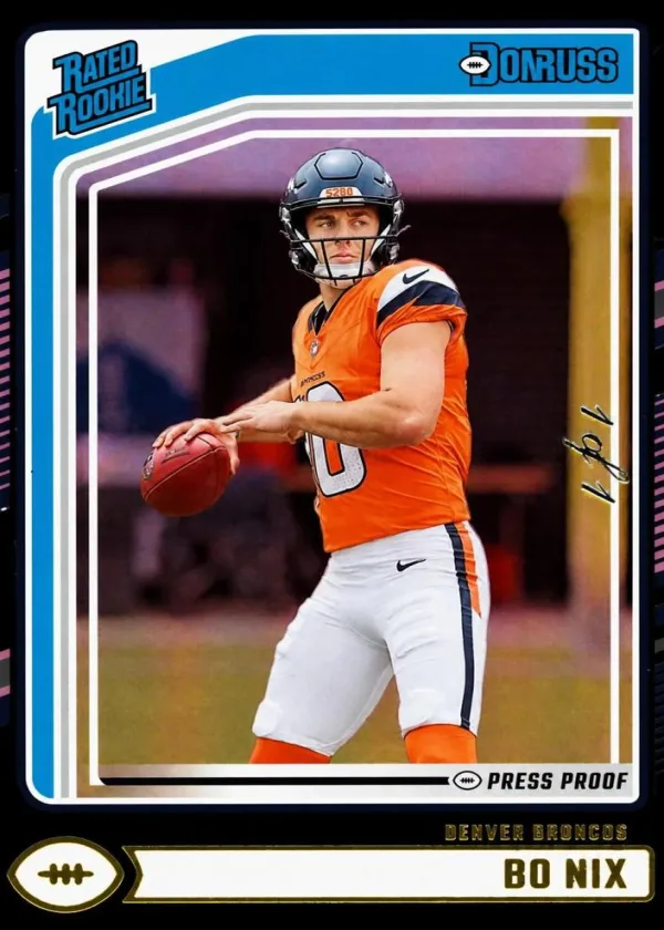 Bo Nix 2024 Panini Donruss Football Press Proof Black Die-Cut #369