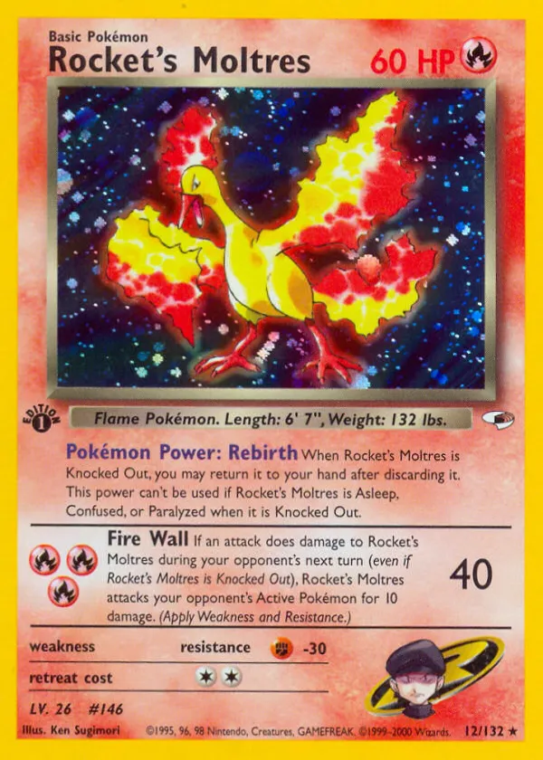 Rocket's Moltres Pokémon Gym Heroes #12 Unlimited Holo