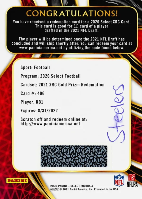 Najee Harris 2020 Panini Select XRC Football Gold #406