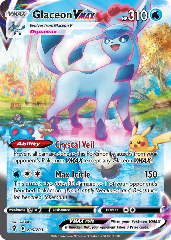 Glaceon VMAX Pokémon Evolving Skies #209 Holo