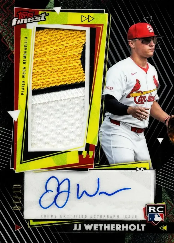 JJ Wetherholt 2026 Topps Finest Rookie Patch Autograph Baseball Black Refractor #RPA-JW