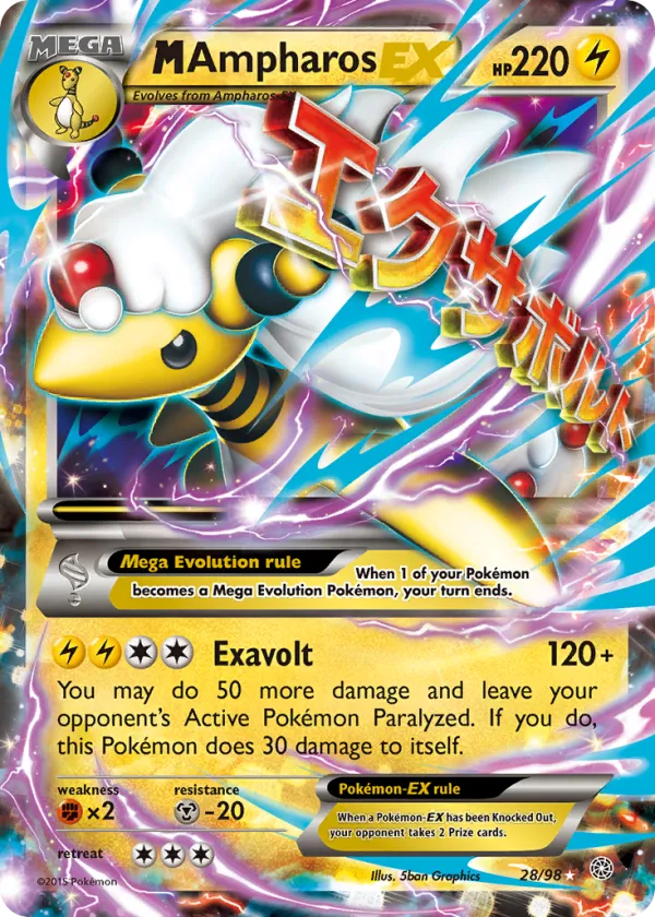 M Ampharos-EX Pokémon Ancient Origins #28 Holo