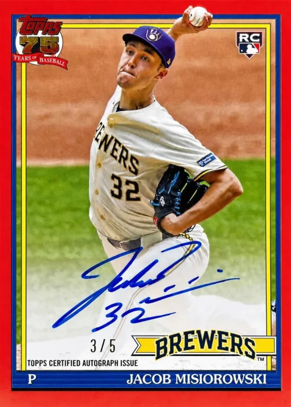 Jacob Misiorowski 2026 Topps 1991 Topps Baseball Autographs Baseball Red #91A-MIS