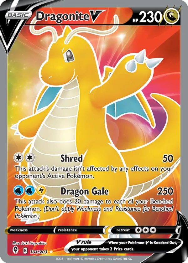 Dragonite V Pokémon Evolving Skies #191 Holo