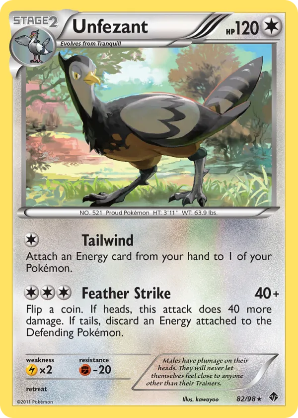 Unfezant Pokémon Emerging Powers #82 Reverse Holo