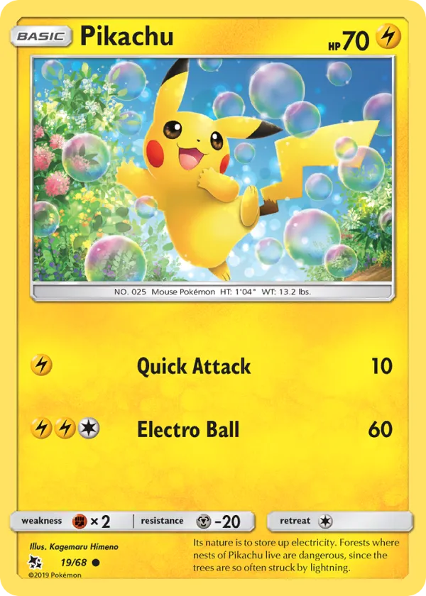 Pikachu Pokémon Hidden Fates #19 Reverse Holo