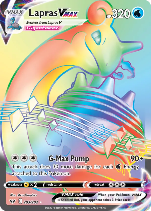 Lapras VMAX Pokémon Sword & Shield #203 Holo