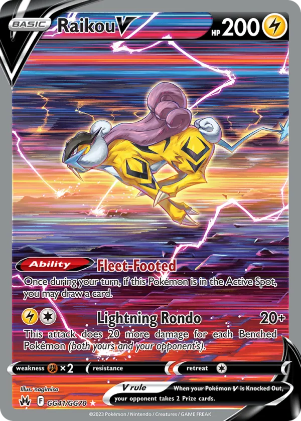 Raikou V Pokémon Crown Zenith Galarian Gallery #GG41 Holo