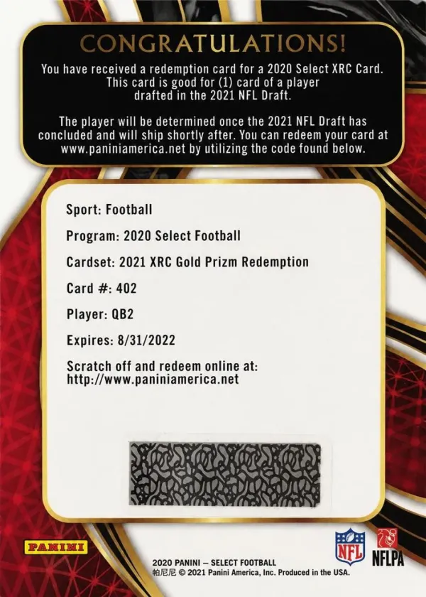 Zach Wilson 2020 Panini Select XRC Football Gold #402