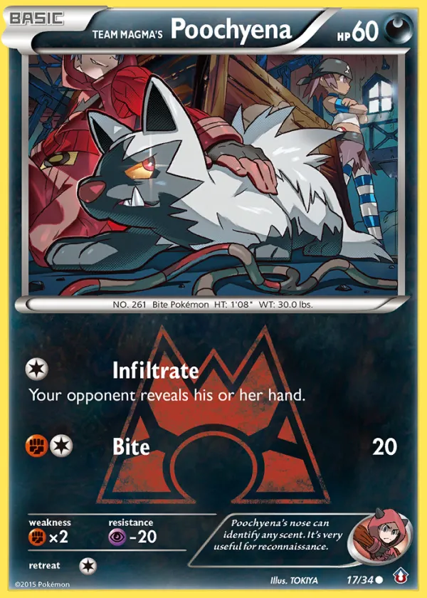 Team Magma's Poochyena Pokémon Double Crisis #17 Reverse Holo