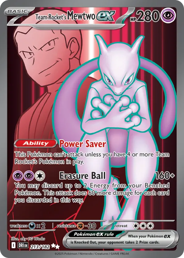 Team Rocket's Mewtwo ex Pokémon Destined Rivals #213 Holo