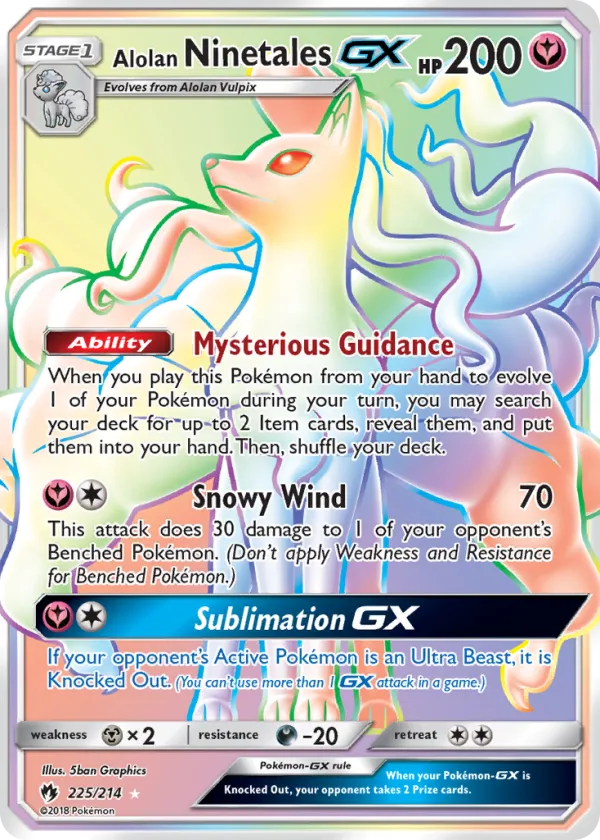 Alolan Ninetales-GX Pokémon Lost Thunder #225 Holo
