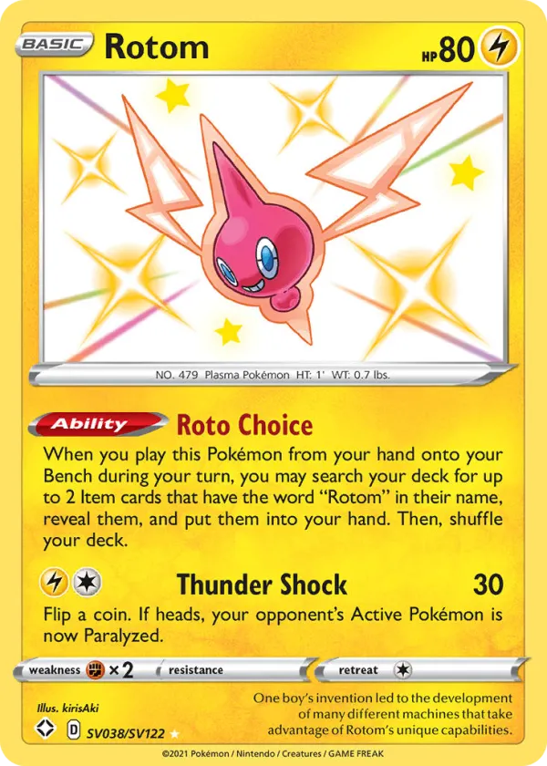 Rotom Pokémon Shining Fates Shiny Vault #SV038 Holo
