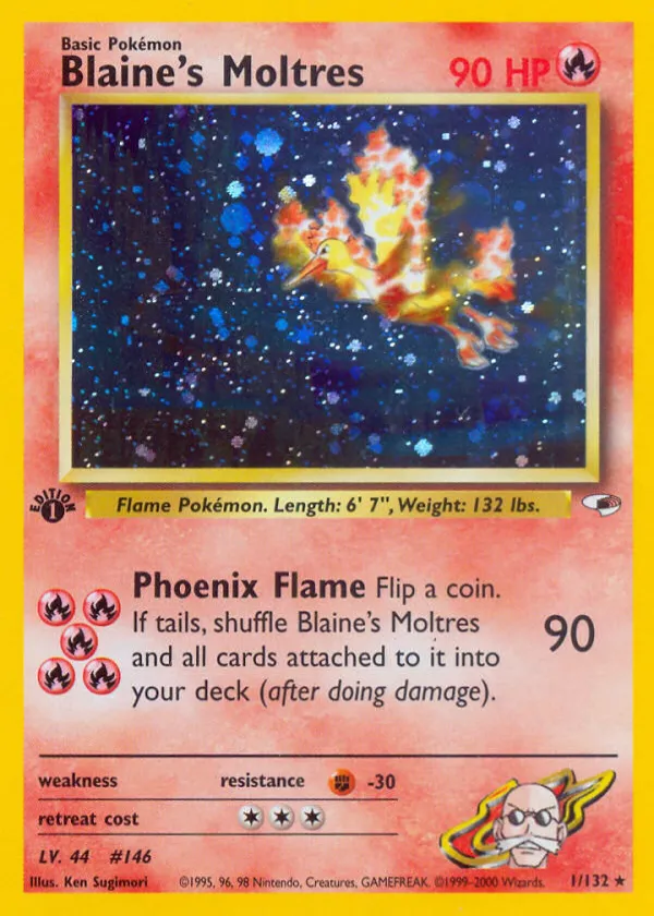 Blaine's Moltres Pokémon Gym Heroes #1 Unlimited Holo