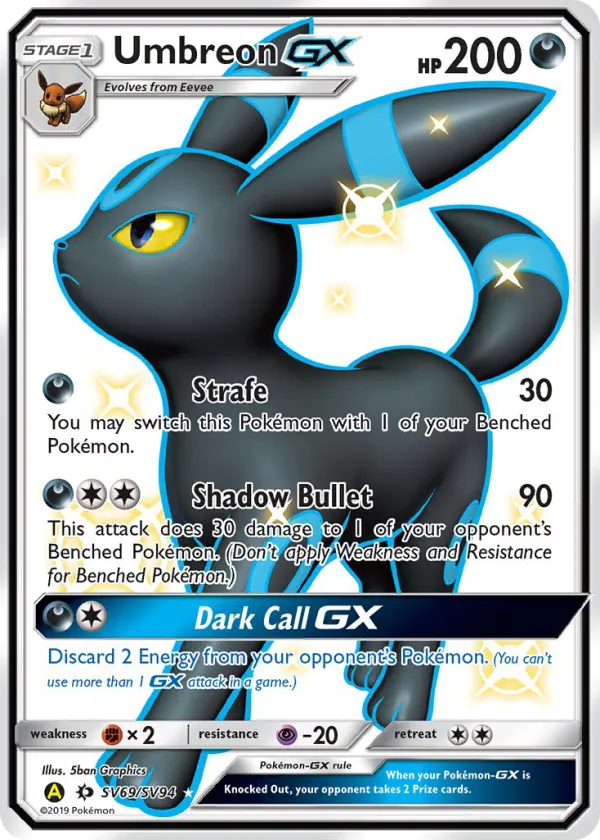 Umbreon-GX Pokémon Hidden Fates Shiny Vault #SV69 Holo