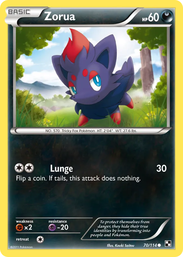 Zorua Pokémon Black & White #70 Reverse Holo