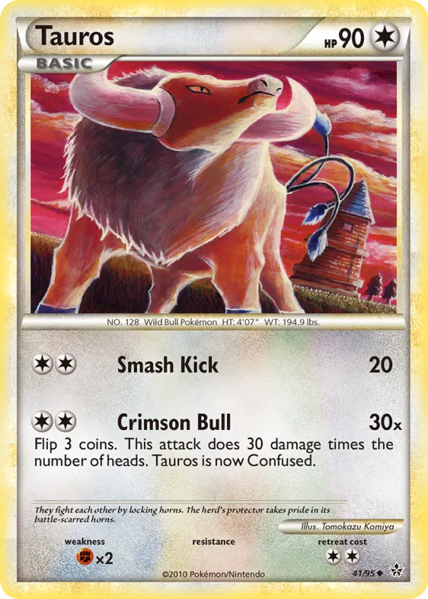 Tauros Pokémon HS—Unleashed #41 Reverse Holo