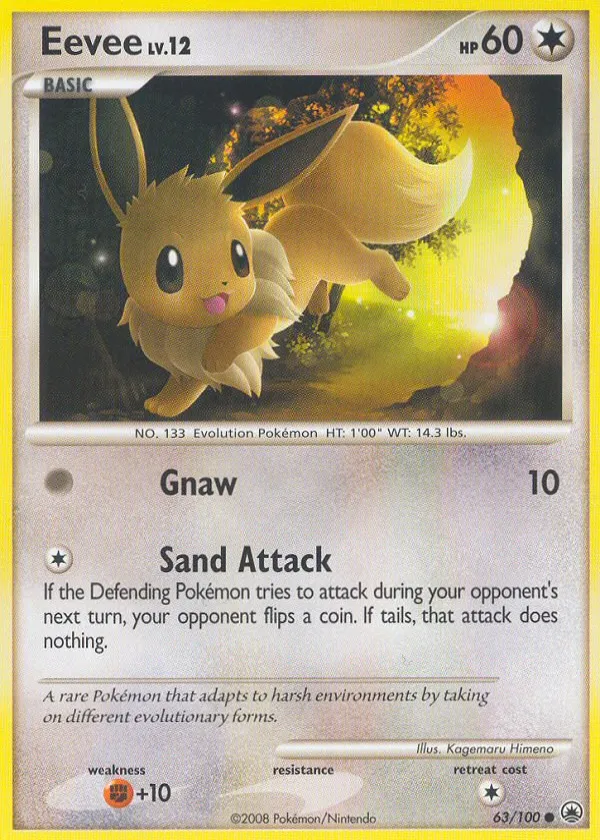 Eevee Pokémon Majestic Dawn #63 Reverse Holo