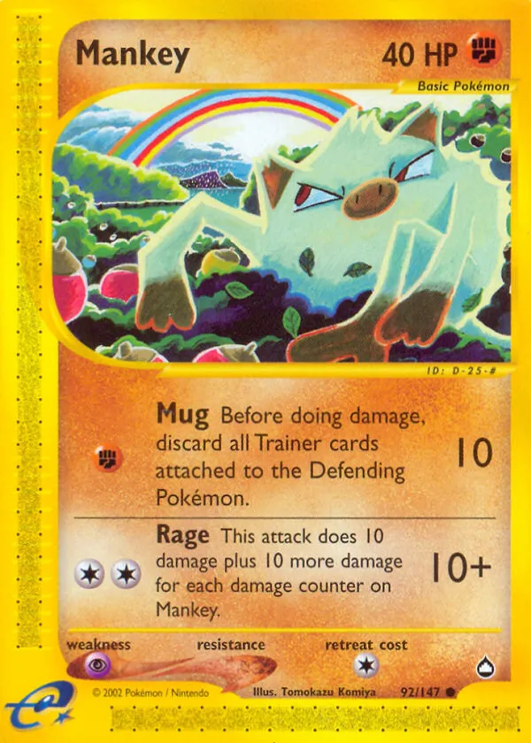 Mankey Pokémon Aquapolis #92 Reverse Holo