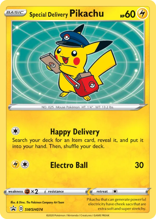 Special Delivery Pikachu Pokémon SWSH Black Star Promos #SWSH074 Holo