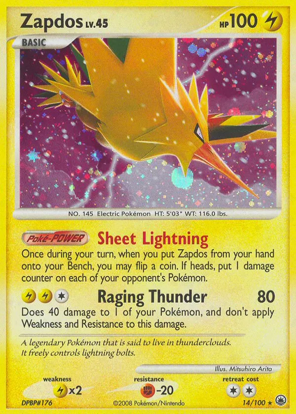 Zapdos Pokémon Majestic Dawn #14 Holo